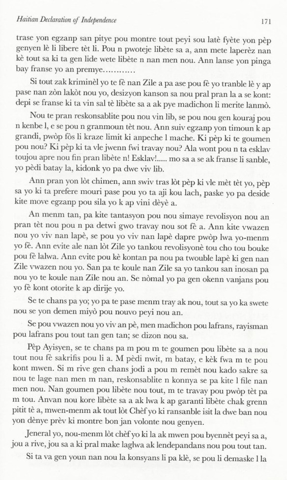 Traduction de L%27acte de l%27indépendance d%27Haïti en créole Haïtie_3