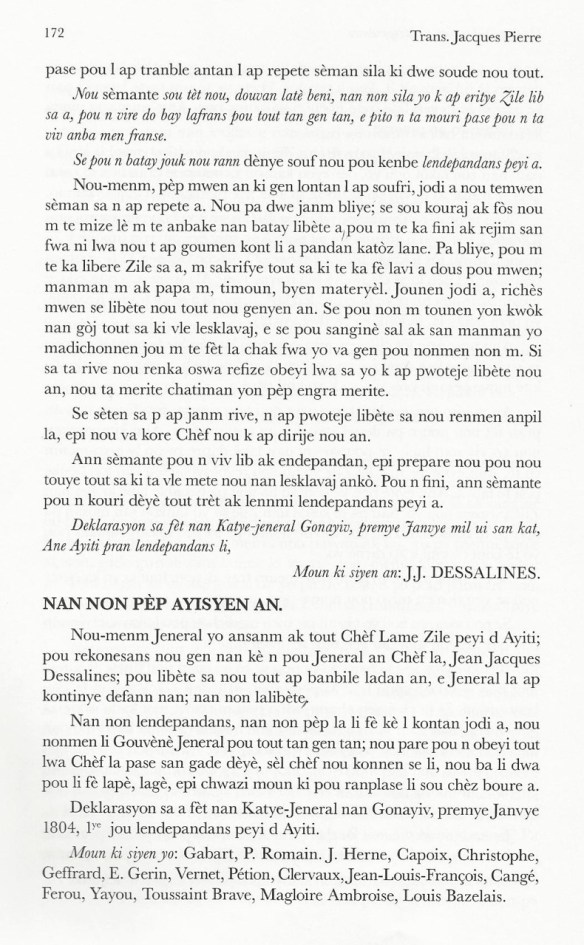 Traduction de L%27acte de l%27indépendance d%27Haïti en créole Haïtie_4