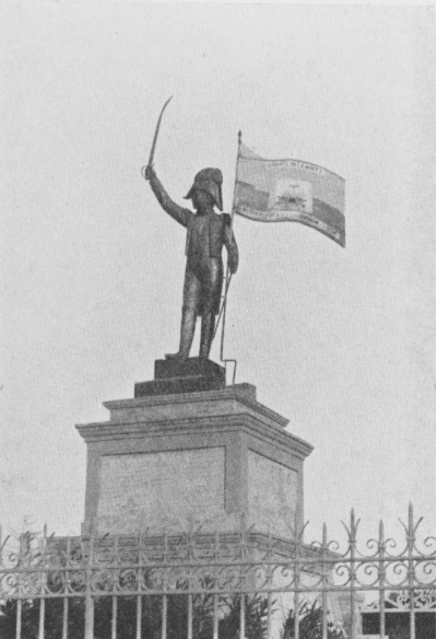 Normil Charles, The Statue to Dessalines on the Champ de Mars, Port-au-Prince, 1904. Photograph by Sir Harry Johnston, c. 1908-09. First published in Sir Harry Johnston, The Negro in the New World (London: 1910); reprinted unattributed, Statue of Dessalines, Erected 1904 in Anonymous, "Wards of the United States: Notes on What Our Country is Doing for Santo Domingo, Nicaragua, and Haiti," National Geographic Magazine 30 (August 1916): 173. Photograph available through the New York Public Library Schomburg Center for Research in Black Culture